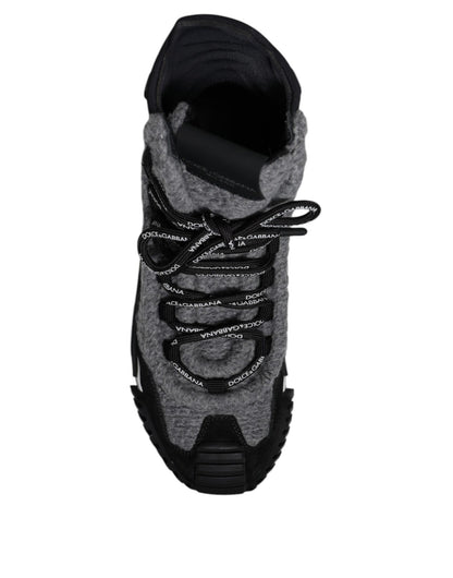 Dolce & Gabbana Gray Black NS1 High Top Boots Sneakers Shoes - SMARTMARTNZ