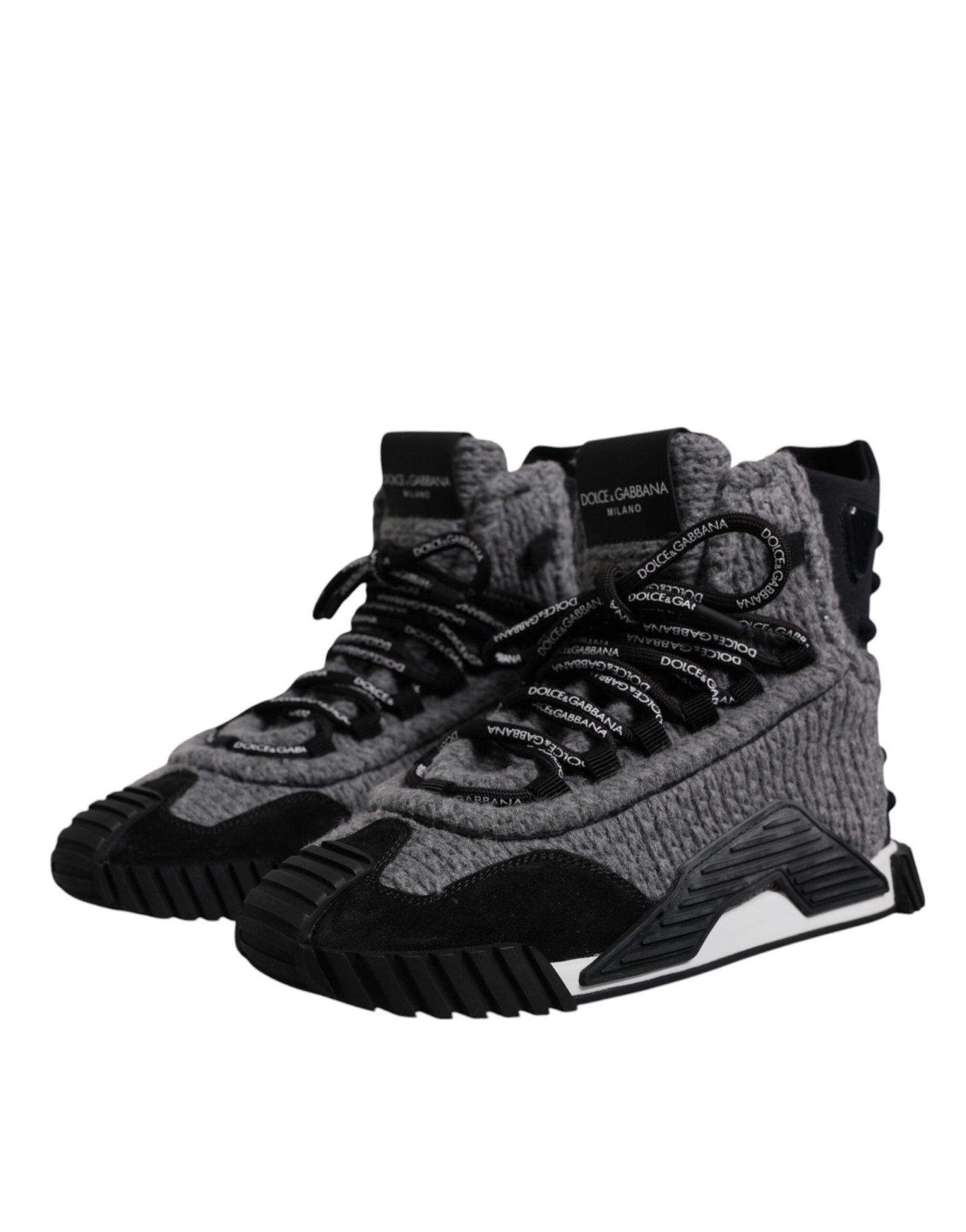 Dolce & Gabbana Gray Black NS1 High Top Boots Sneakers Shoes - SMARTMARTNZ