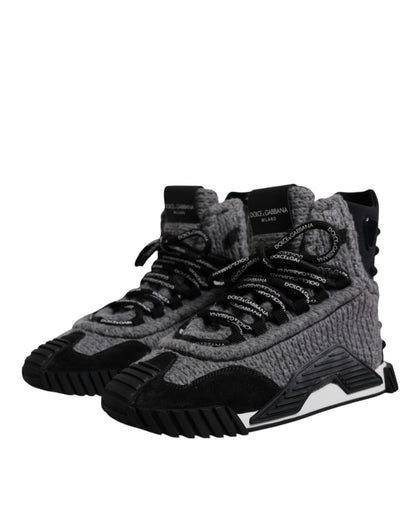 Dolce & Gabbana Gray Black NS1 High Top Boots Sneakers Shoes - SMARTMARTNZ