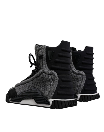 Dolce & Gabbana Gray Black NS1 High Top Boots Sneakers Shoes - SMARTMARTNZ