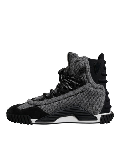 Dolce & Gabbana Gray Black NS1 High Top Boots Sneakers Shoes - SMARTMARTNZ