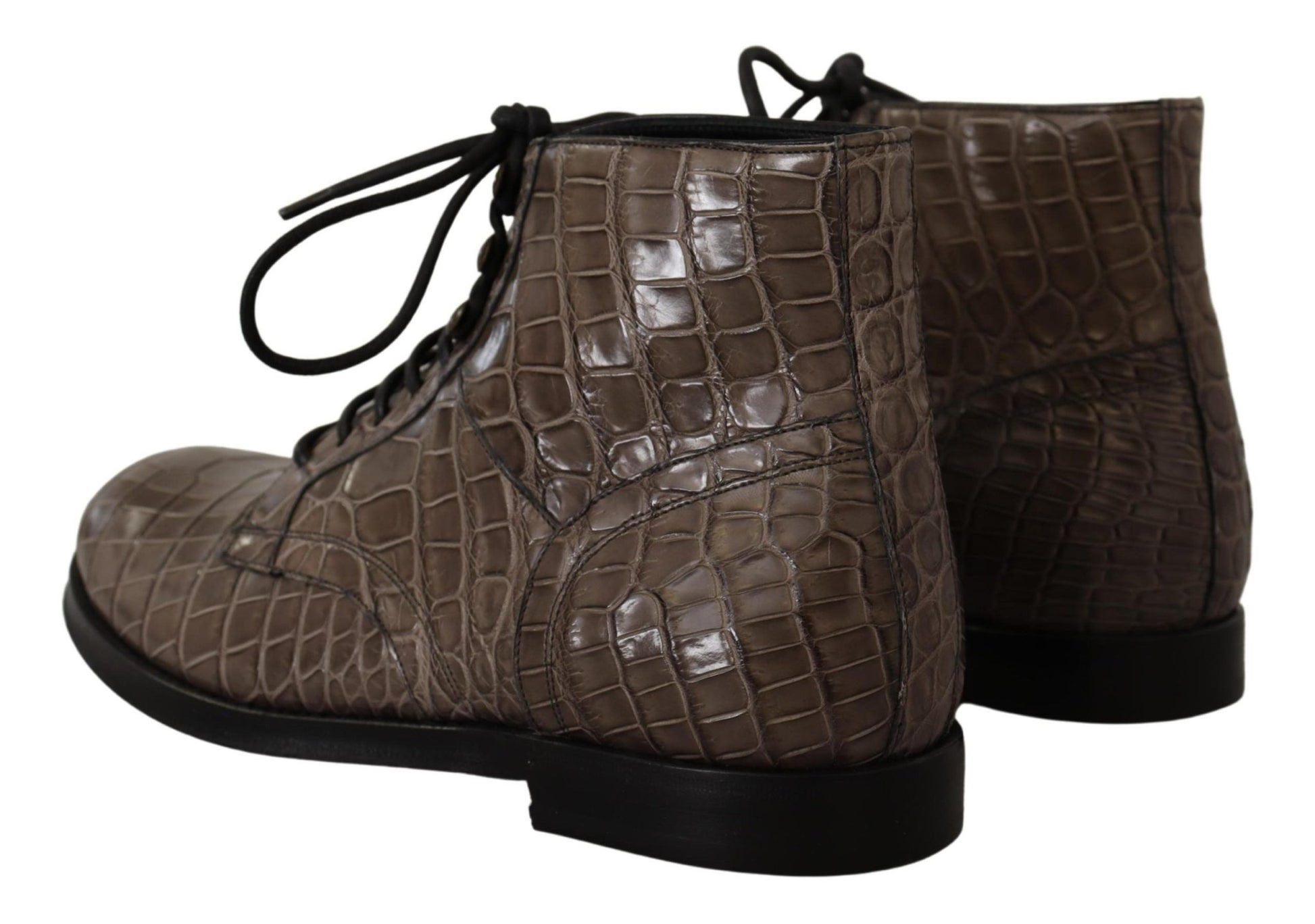 Dolce & Gabbana Gray Crocodile Leather Derby Boots - SMARTMARTNZ