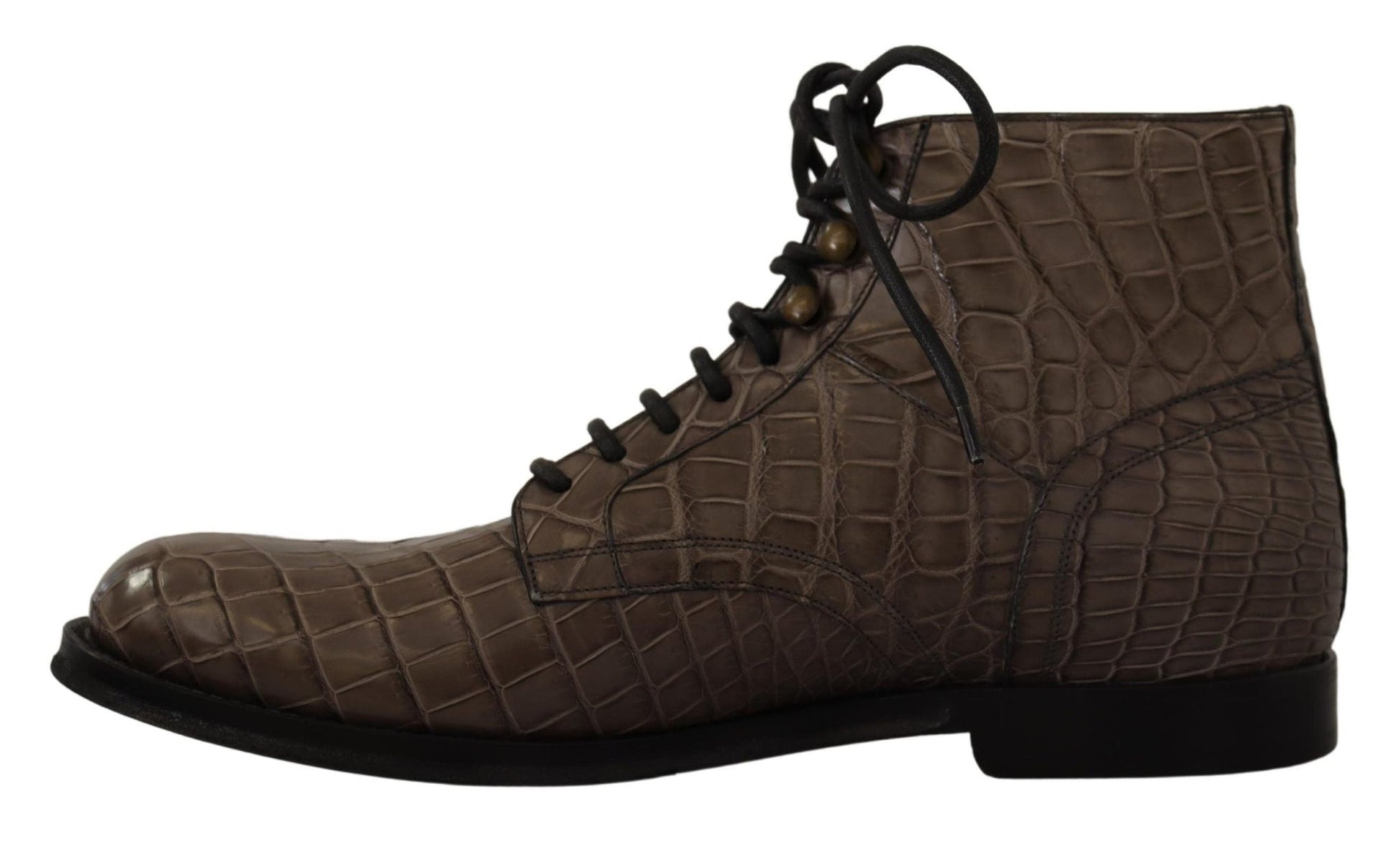 Dolce & Gabbana Gray Crocodile Leather Derby Boots - SMARTMARTNZ