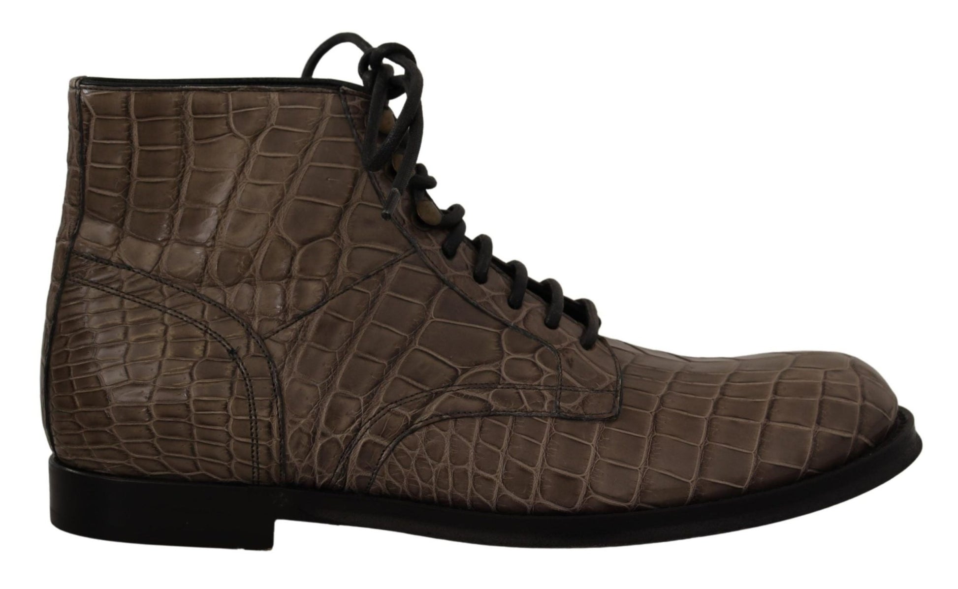Dolce & Gabbana Gray Crocodile Leather Derby Boots - SMARTMARTNZ