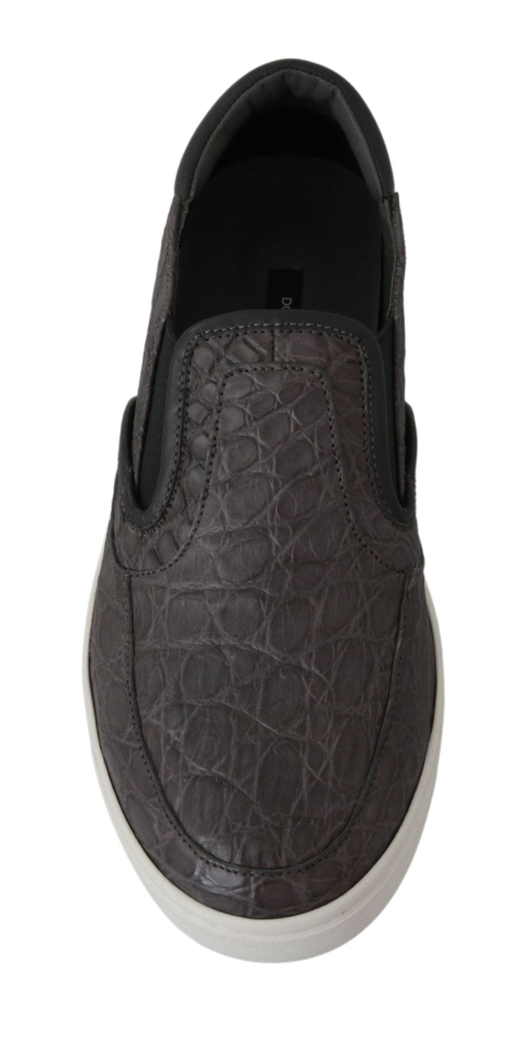 Dolce & Gabbana Gray Leather Flat Caiman Mens Loafers Shoes - SMARTMARTNZ