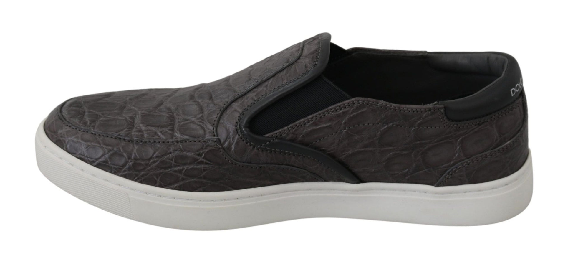 Dolce & Gabbana Gray Leather Flat Caiman Mens Loafers Shoes - SMARTMARTNZ
