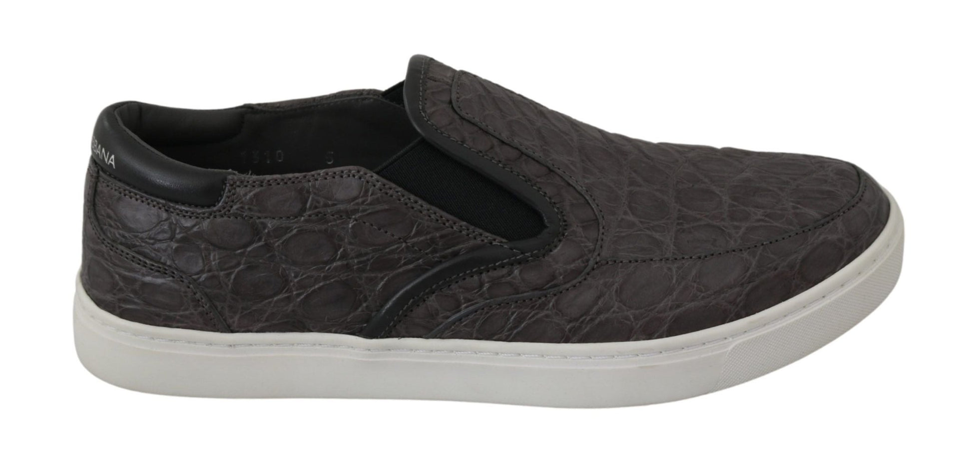 Dolce & Gabbana Gray Leather Flat Caiman Mens Loafers Shoes - SMARTMARTNZ