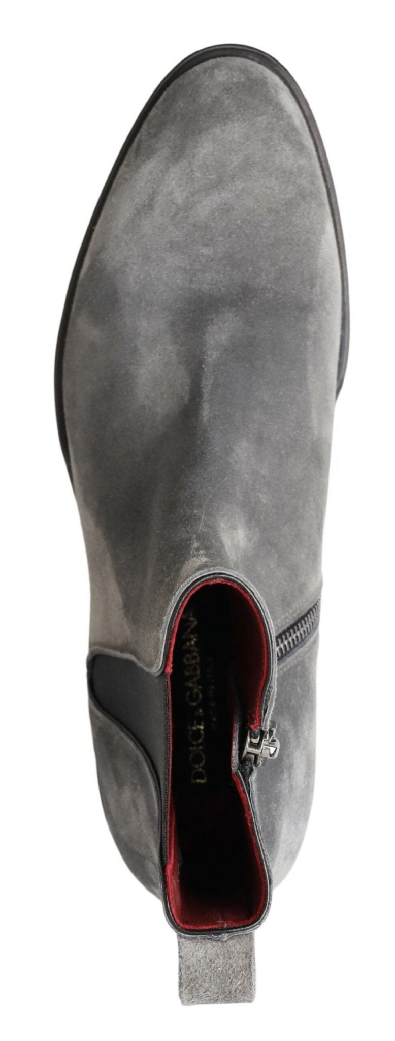 Dolce & Gabbana Gray Leather Men Ankle Boots Shoes - SMARTMARTNZ