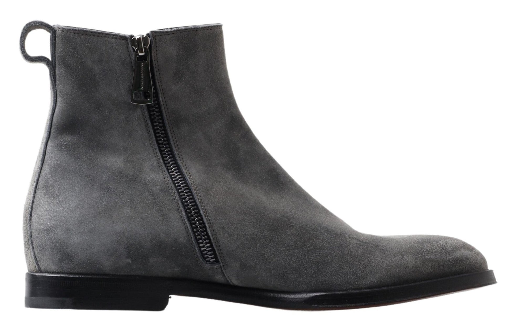 Dolce & Gabbana Gray Leather Men Ankle Boots Shoes - SMARTMARTNZ