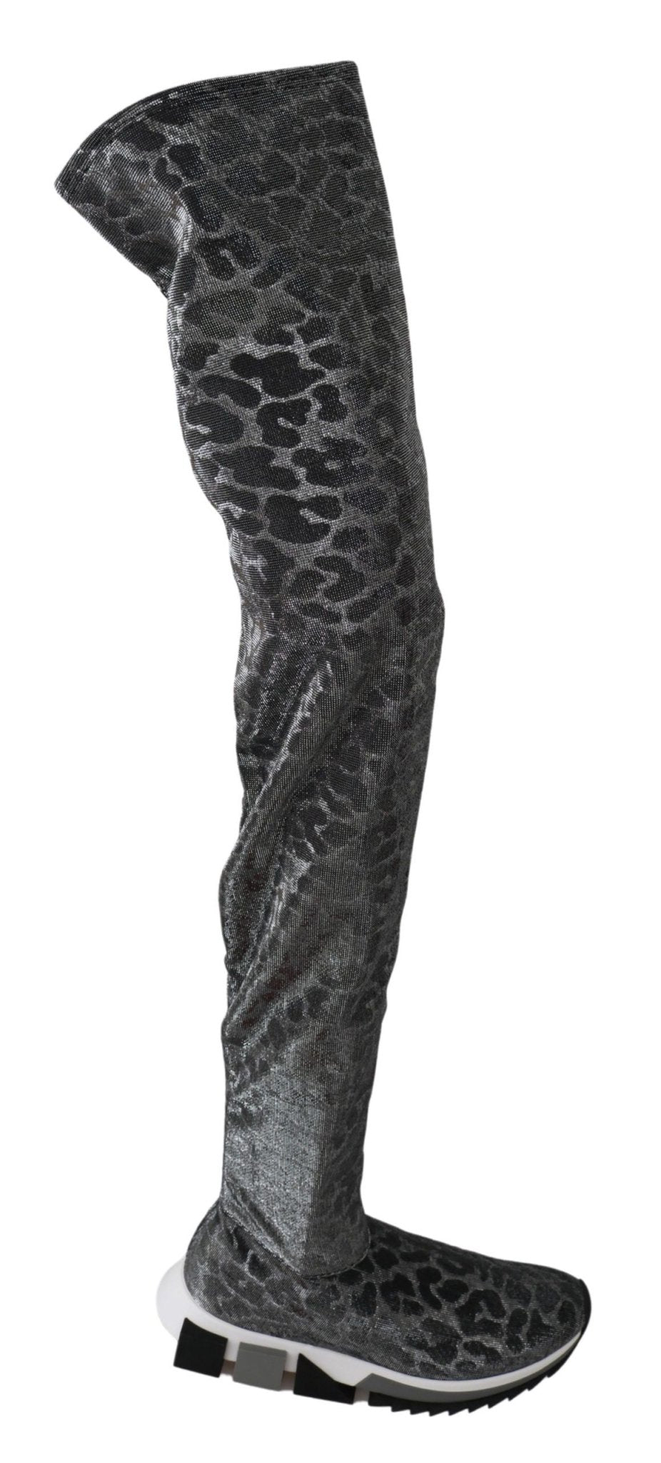 Dolce & Gabbana Gray Leopard High Top Sneakers Booties Shoes - SMARTMARTNZ