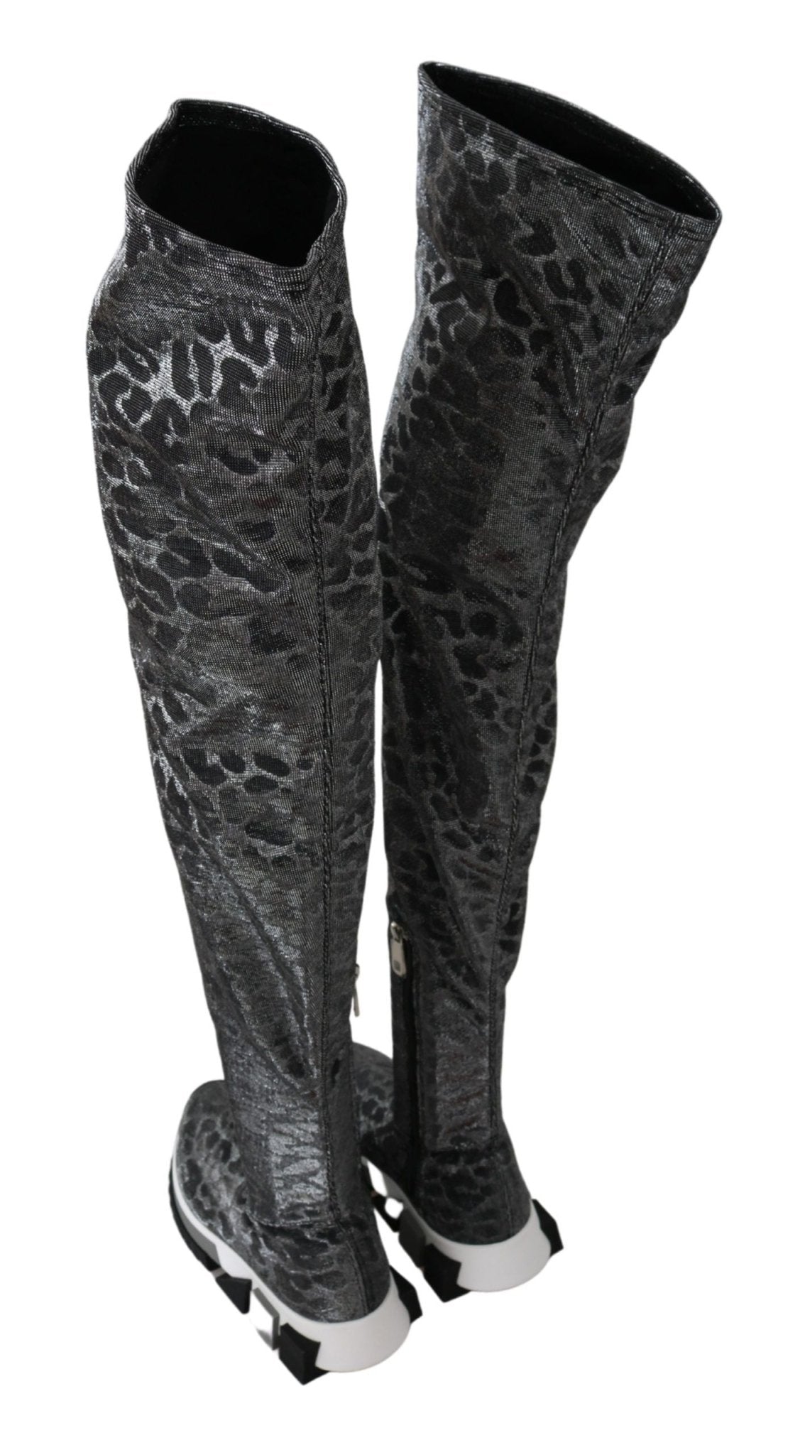 Dolce & Gabbana Gray Leopard High Top Sneakers Booties Shoes - SMARTMARTNZ