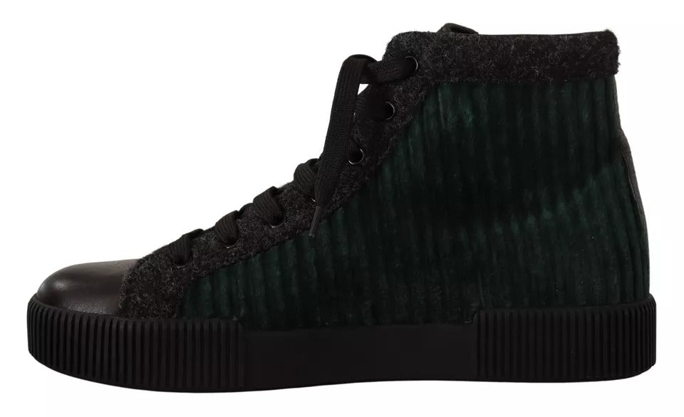 Dolce & Gabbana Green Corduroy High Tops Sneakers Mens Casual Shoes - SMARTMARTNZ