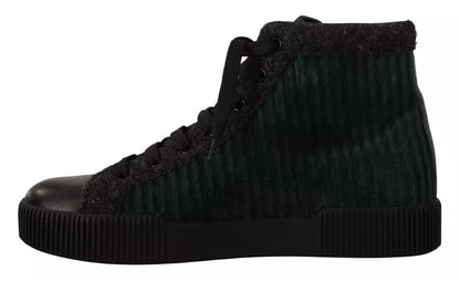 Dolce & Gabbana Green Corduroy High Tops Sneakers Mens Casual Shoes - SMARTMARTNZ