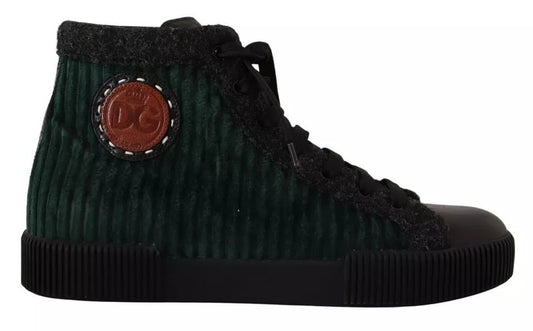 Dolce & Gabbana Green Corduroy High Tops Sneakers Mens Casual Shoes - SMARTMARTNZ