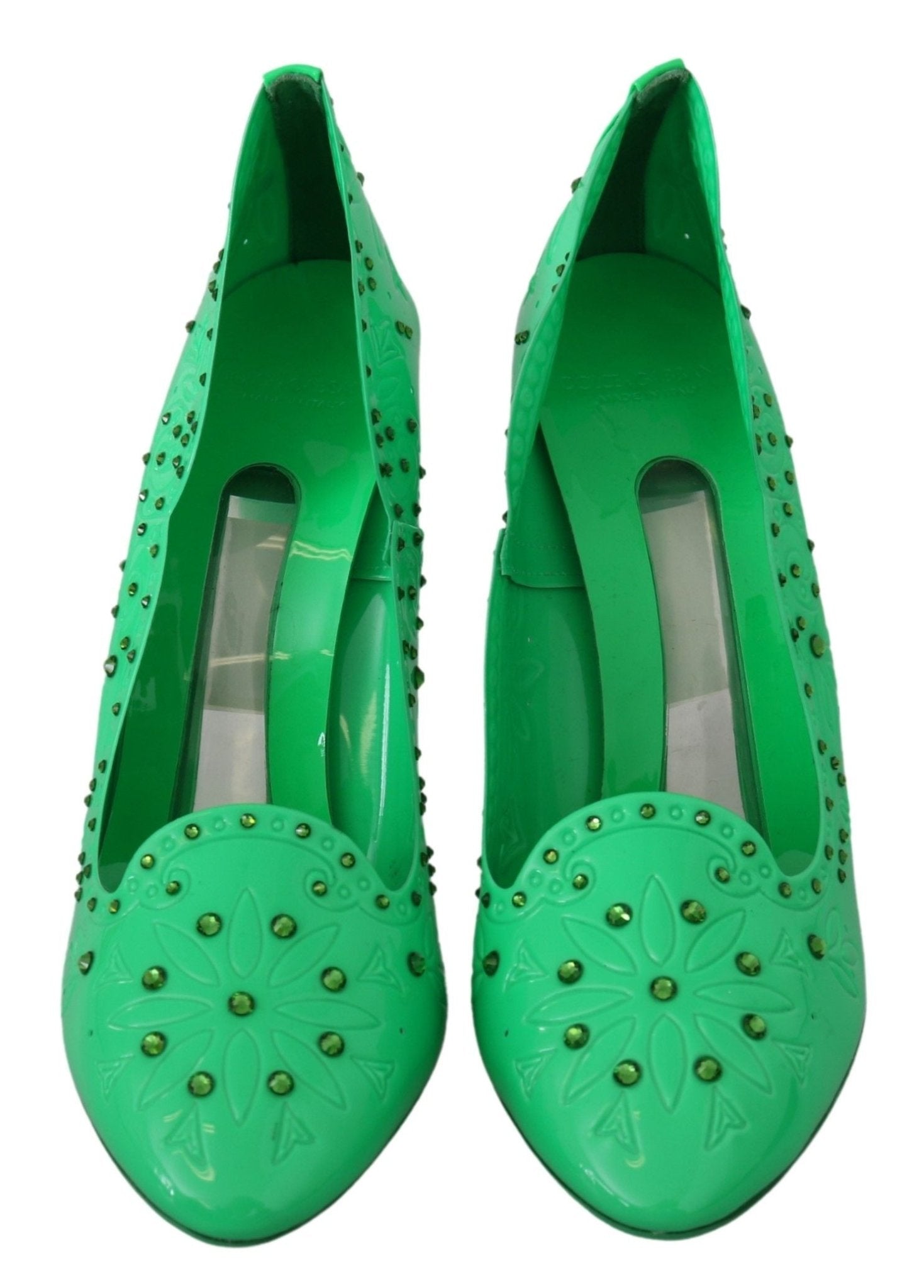 Dolce & Gabbana Green Crystal Floral Heels CINDERELLA Shoes - SMARTMARTNZ