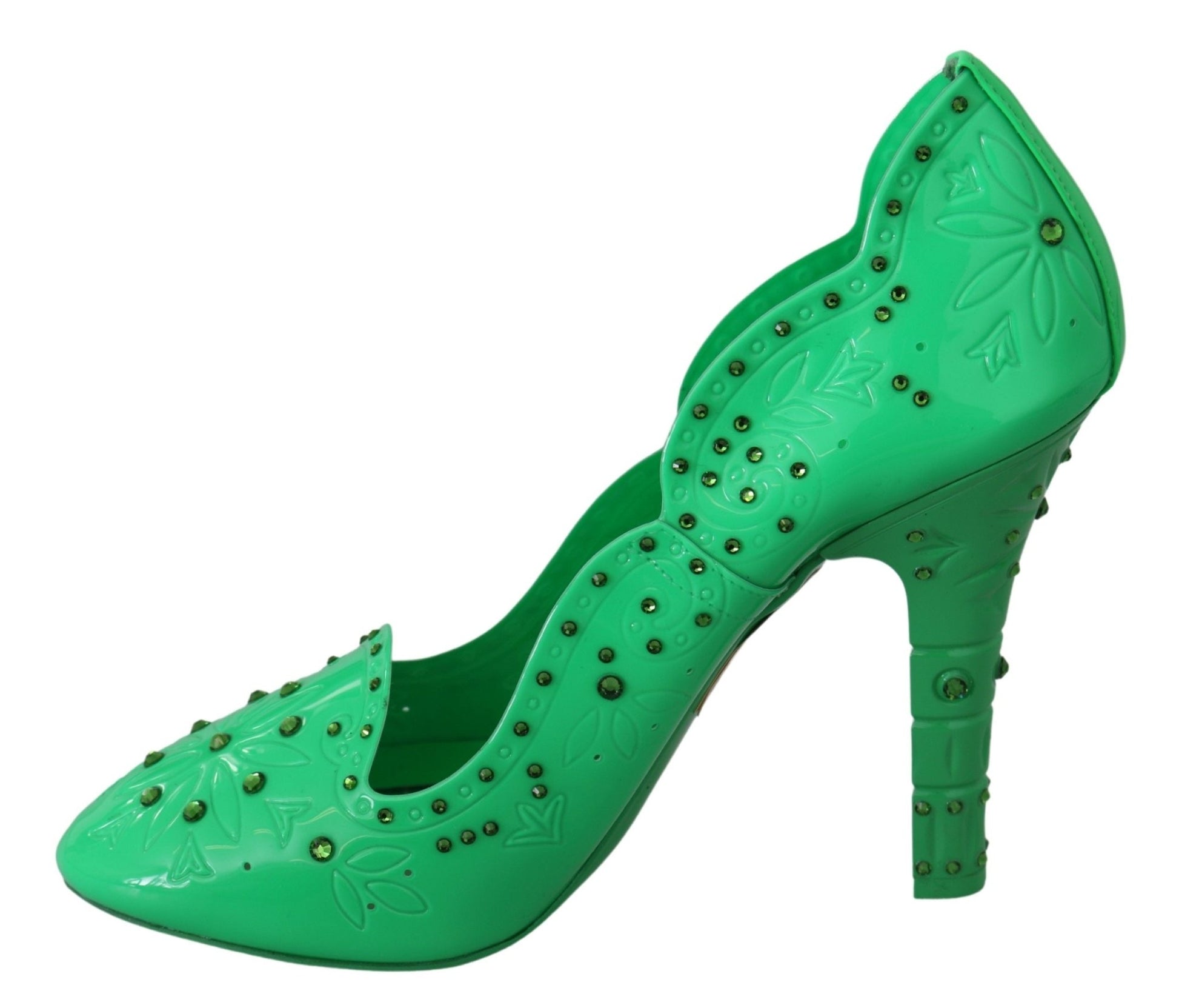 Dolce & Gabbana Green Crystal Floral Heels CINDERELLA Shoes - SMARTMARTNZ