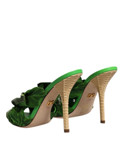 Dolce & Gabbana Green Crystal Slides KEIRA Sandal Shoes - SMARTMARTNZ