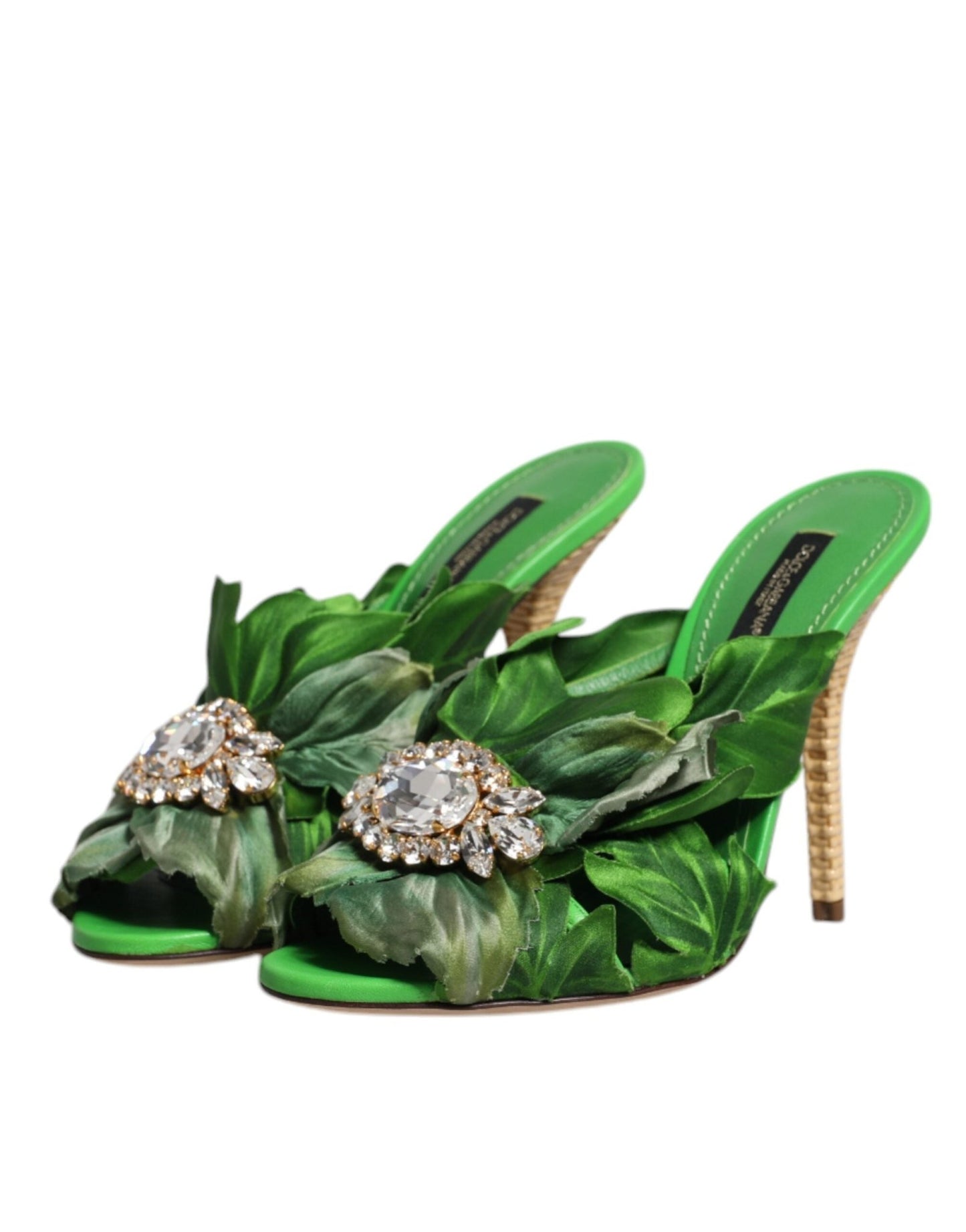 Dolce & Gabbana Green Crystal Slides KEIRA Sandal Shoes - SMARTMARTNZ