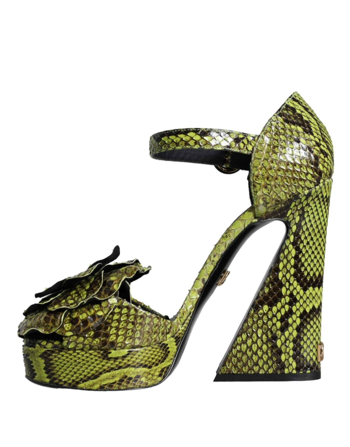Dolce & Gabbana Green Exotic Leather Ankle Strap Heels Sandals Shoes - SMARTMARTNZ