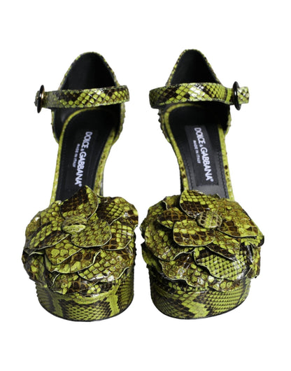 Dolce & Gabbana Green Exotic Leather Ankle Strap Heels Sandals Shoes - SMARTMARTNZ