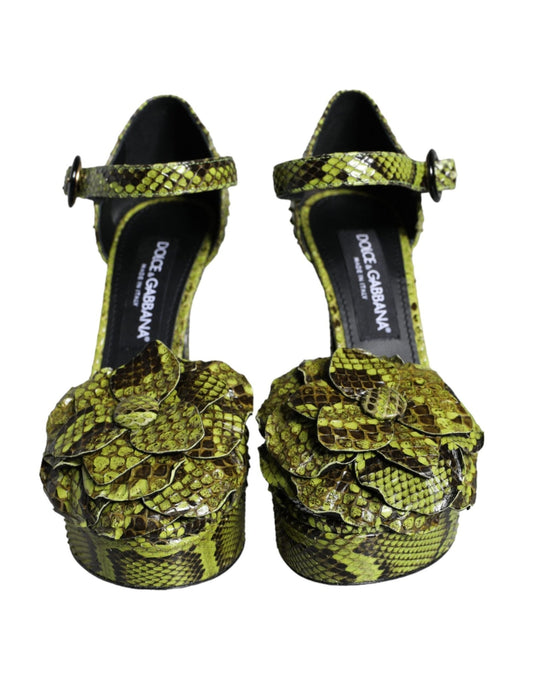 Dolce & Gabbana Green Exotic Leather Ankle Strap Heels Sandals Shoes - SMARTMARTNZ