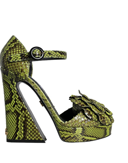 Dolce & Gabbana Green Exotic Leather Ankle Strap Heels Sandals Shoes - SMARTMARTNZ