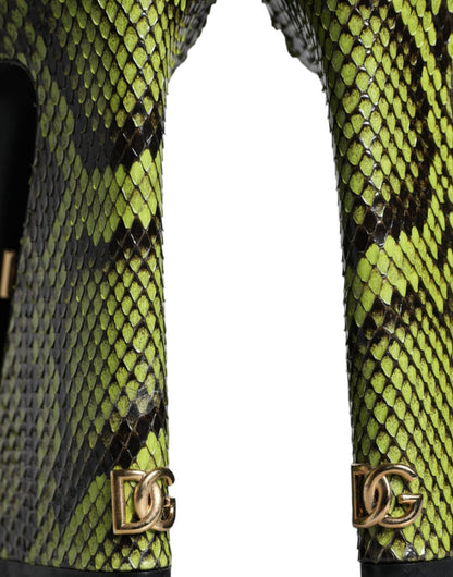 Dolce & Gabbana Green Exotic Leather Ankle Strap Heels Sandals Shoes - SMARTMARTNZ
