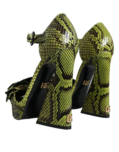 Dolce & Gabbana Green Exotic Leather Ankle Strap Heels Sandals Shoes - SMARTMARTNZ
