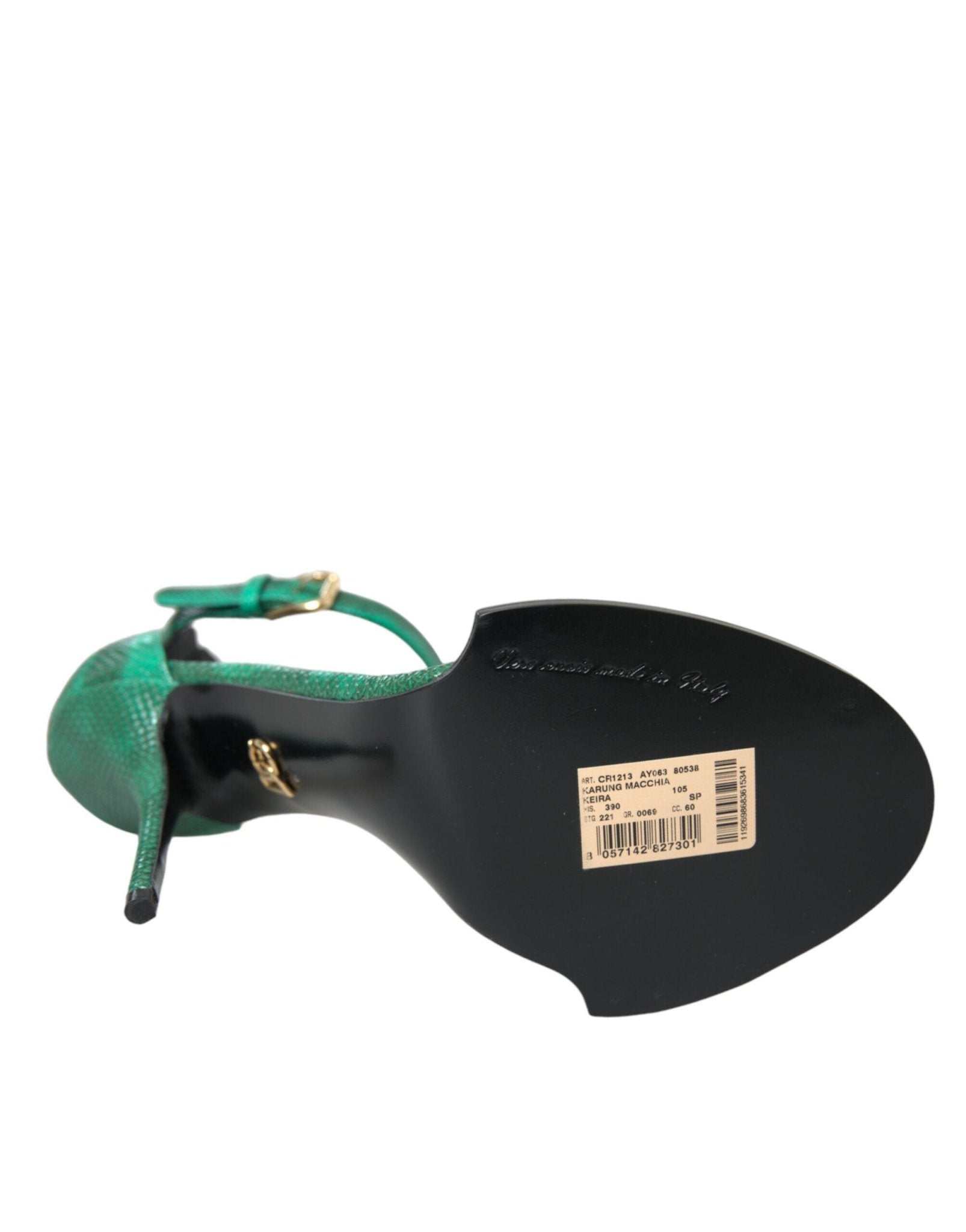 Dolce & Gabbana Green Exotic Leather Crystal Sandals Shoes - SMARTMARTNZ