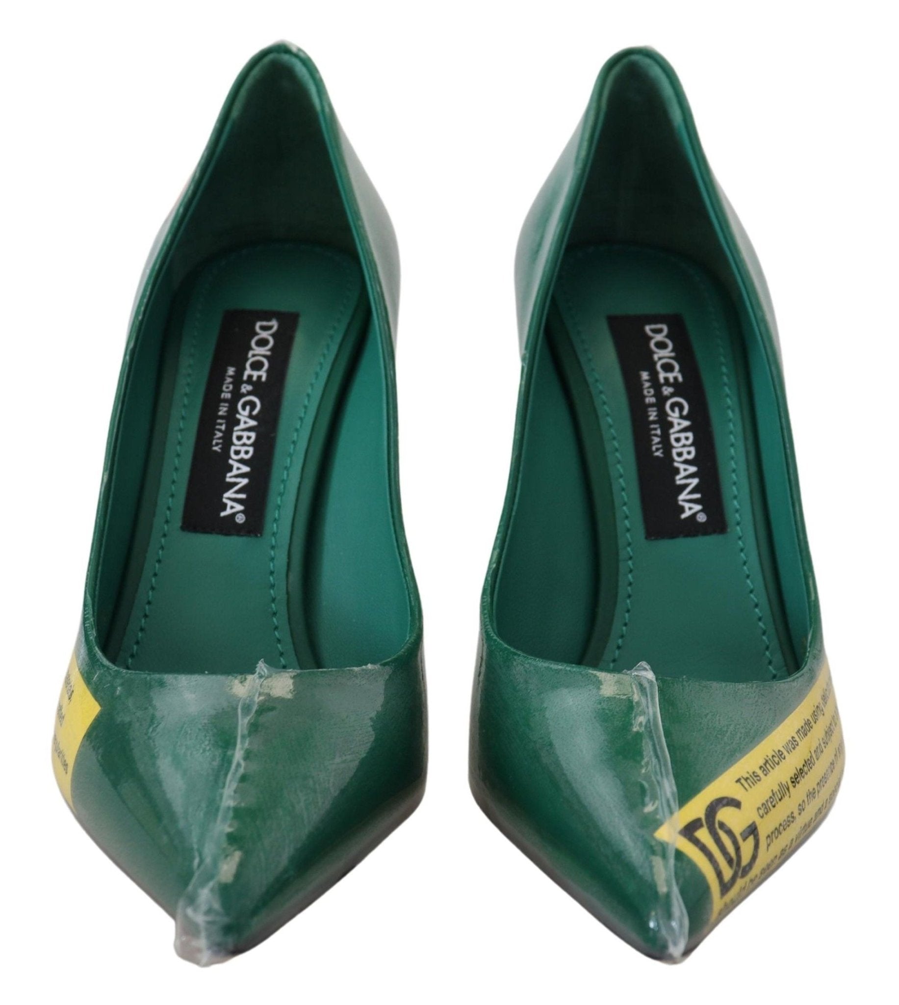 Dolce & Gabbana Green Leather Heels Pumps Plastic Shoes - SMARTMARTNZ