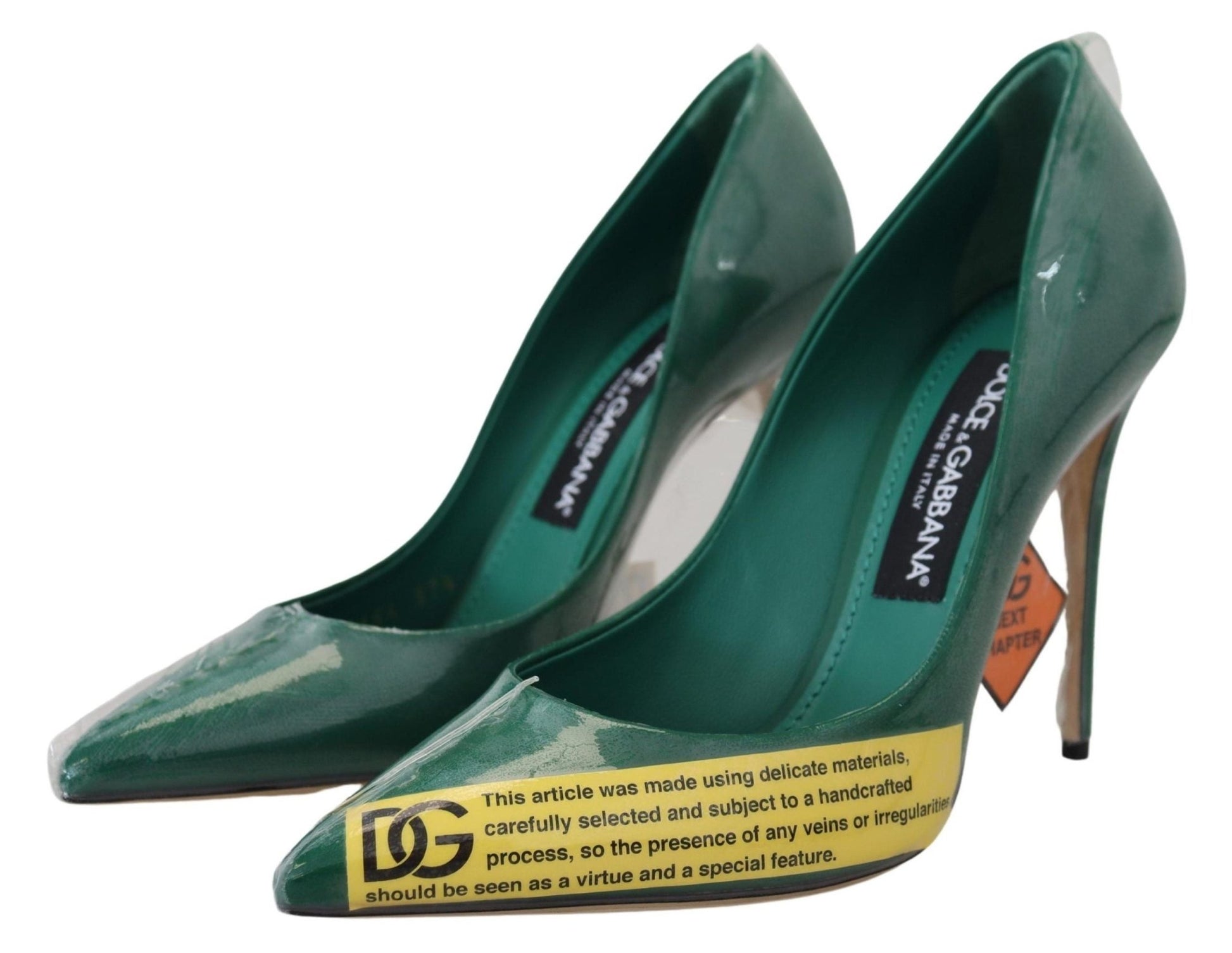 Dolce & Gabbana Green Leather Heels Pumps Plastic Shoes - SMARTMARTNZ