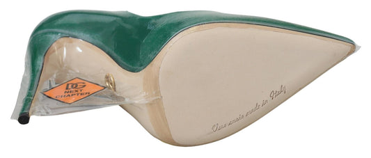 Dolce & Gabbana Green Leather Heels Pumps Plastic Shoes - SMARTMARTNZ
