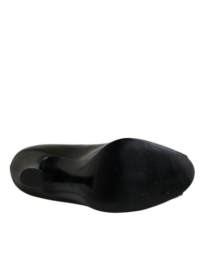 Dolce & Gabbana Green Leather Peep Toe Heels Pumps Shoes - SMARTMARTNZ