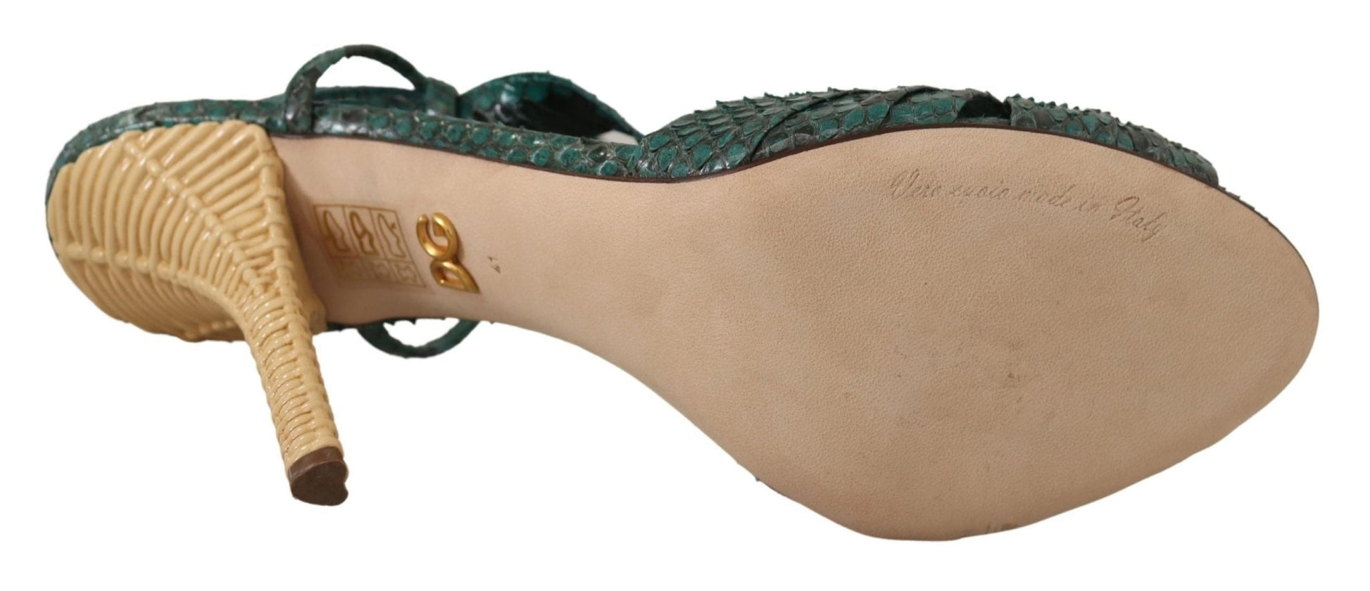 Dolce & Gabbana Green Python Strap Sandals Heels Shoes - SMARTMARTNZ