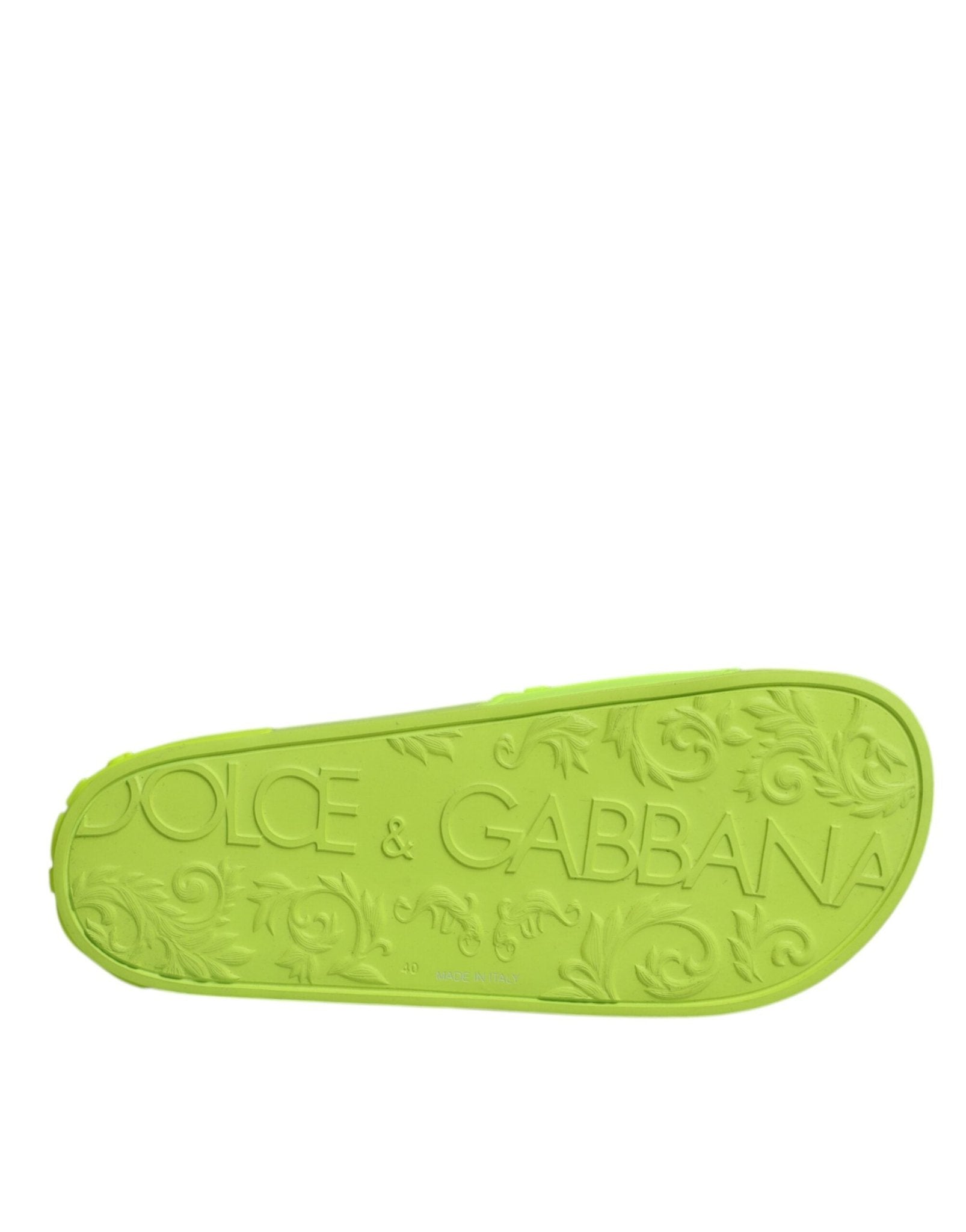 Dolce & Gabbana Green Rubber Slides Sandals Beachwear Shoes - SMARTMARTNZ