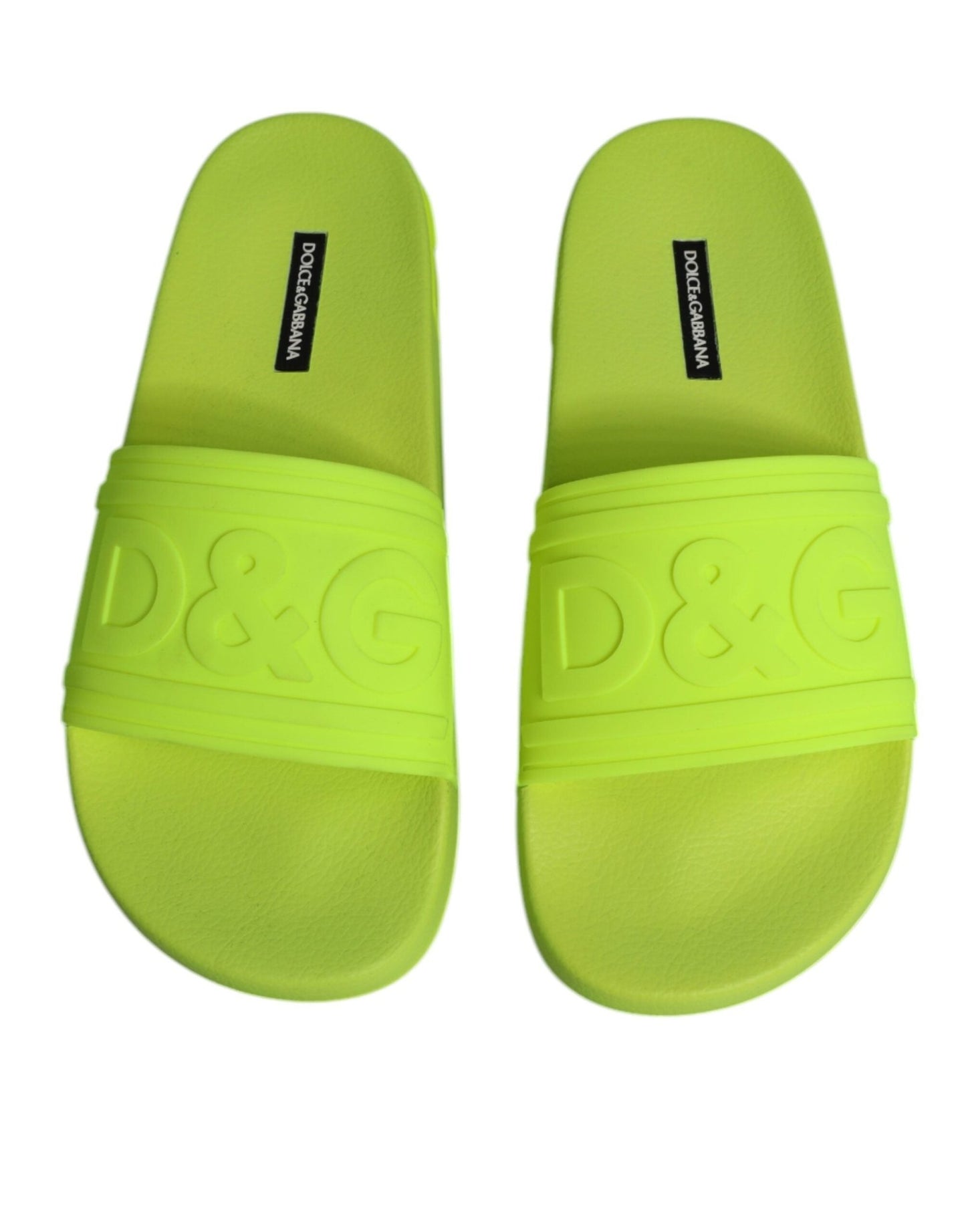 Dolce & Gabbana Green Rubber Slides Sandals Beachwear Shoes - SMARTMARTNZ