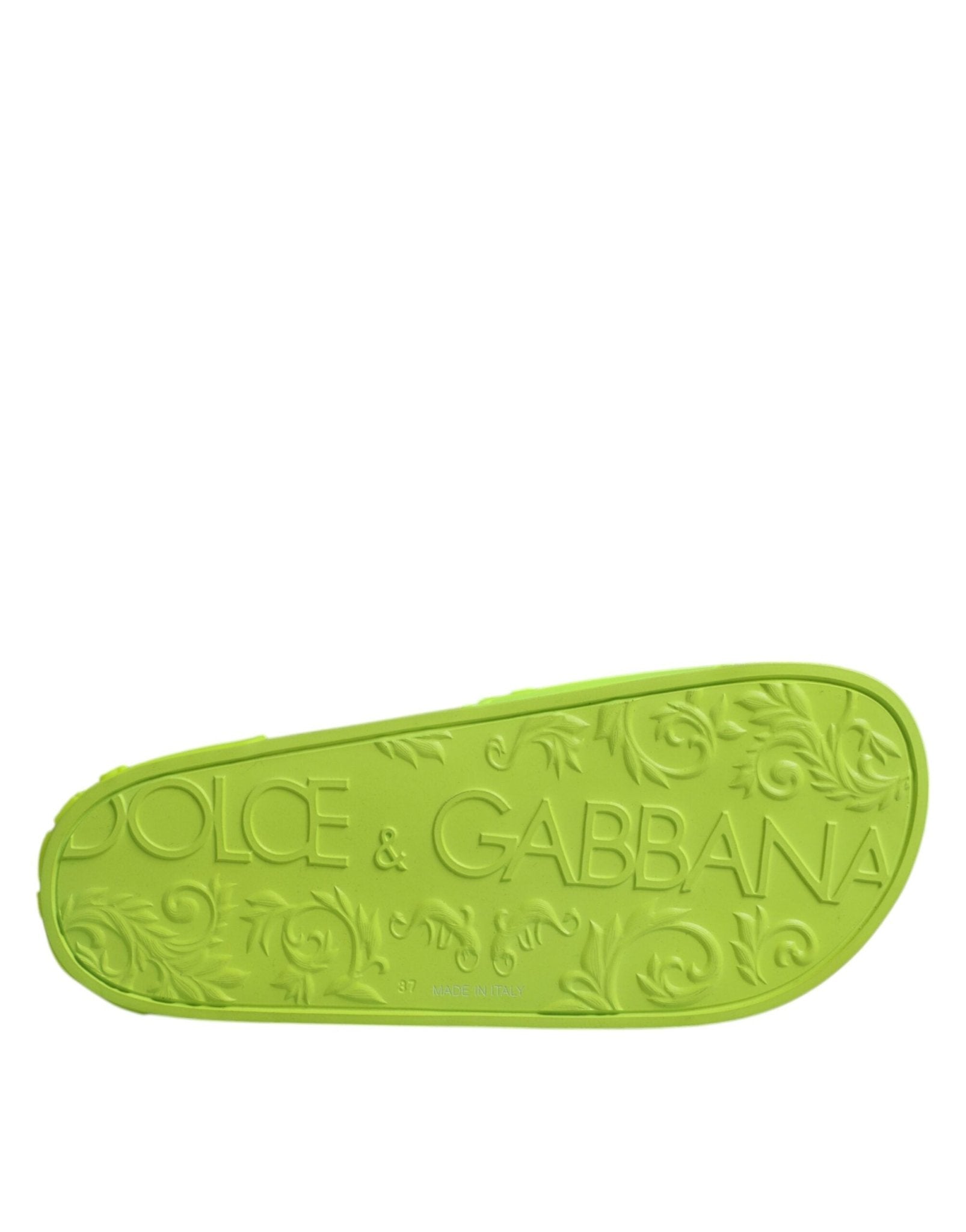 Dolce & Gabbana Green Rubber Slides Sandals Beachwear Shoes - SMARTMARTNZ