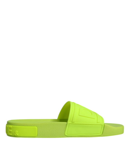 Dolce & Gabbana Green Rubber Slides Sandals Beachwear Shoes - SMARTMARTNZ