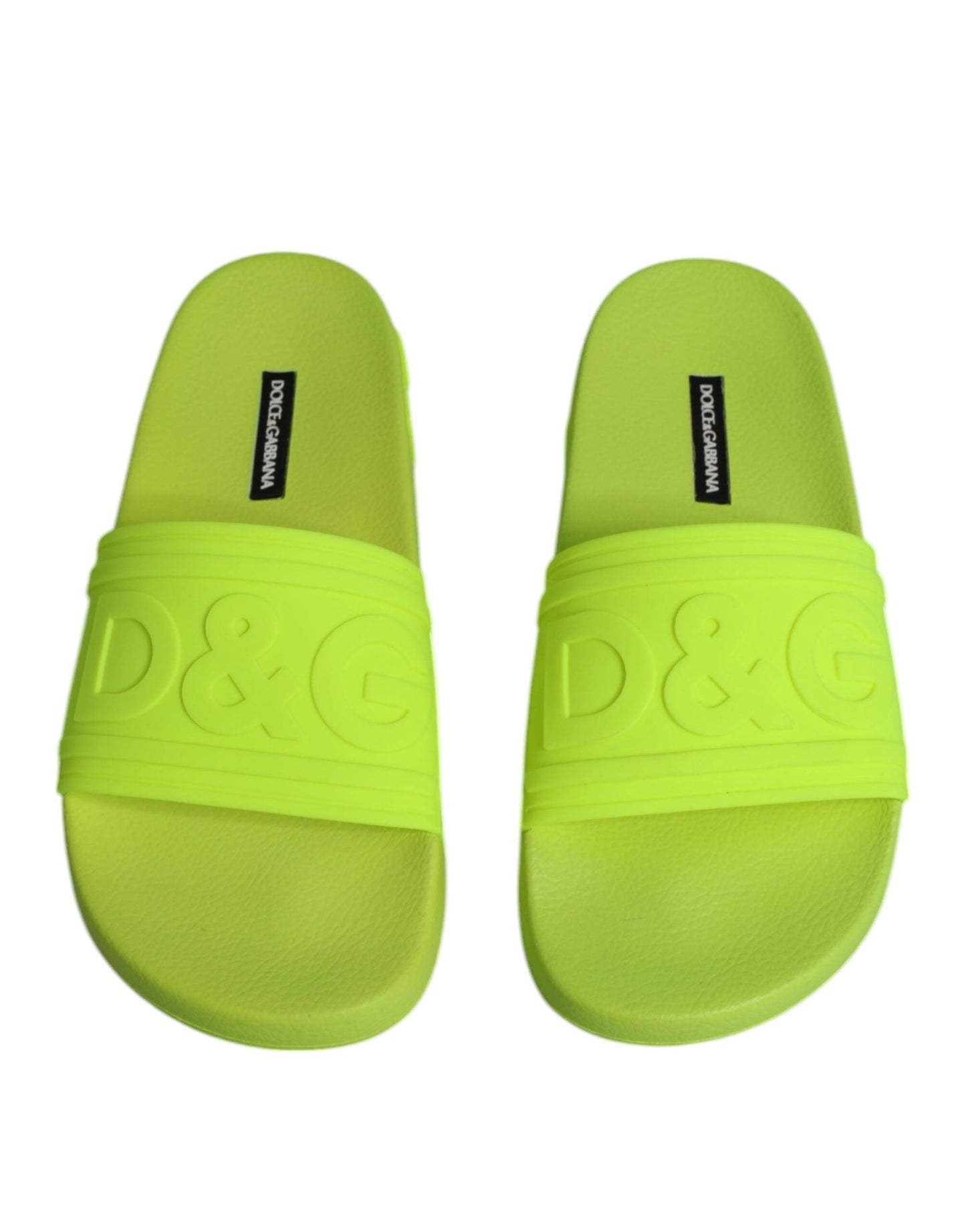 Dolce & Gabbana Green Rubber Slides Sandals Beachwear Shoes - SMARTMARTNZ
