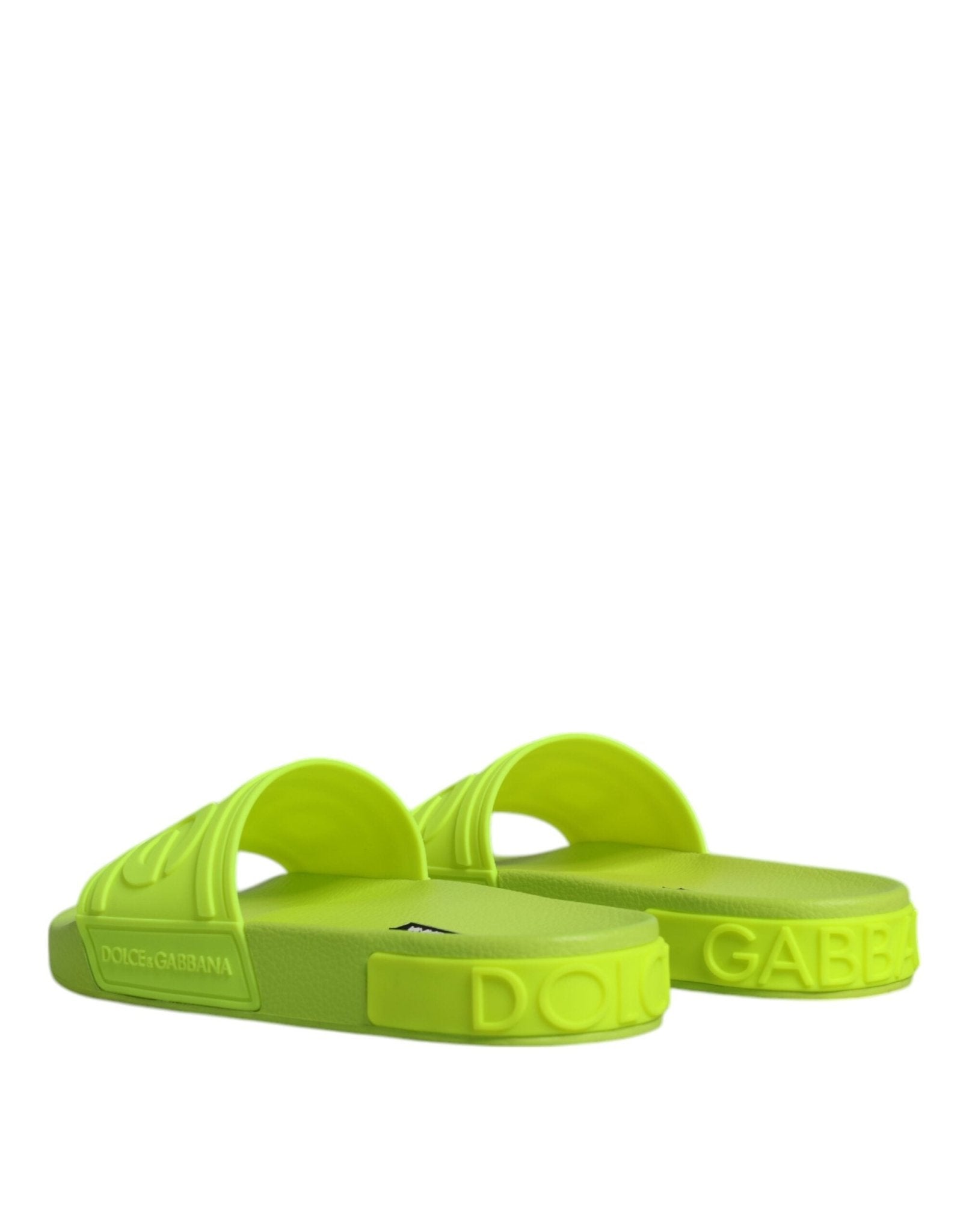 Dolce & Gabbana Green Rubber Slides Sandals Beachwear Shoes - SMARTMARTNZ