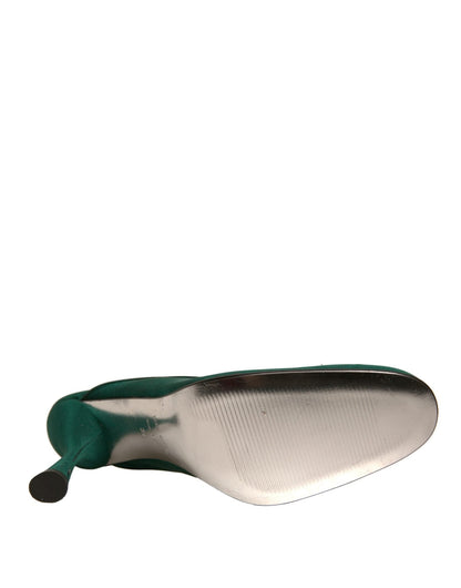 Dolce & Gabbana Green Suede Leather High Heel Pumps Shoes - SMARTMARTNZ