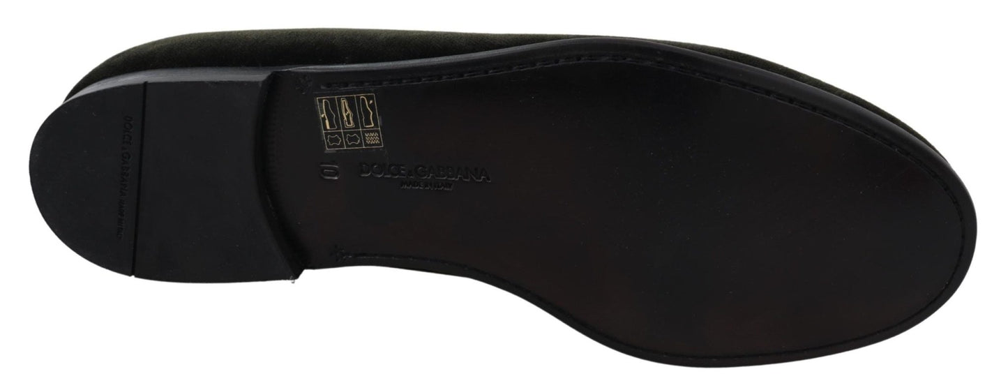 Dolce & Gabbana Green Velvet Slip On Mens Loafers Shoes - SMARTMARTNZ