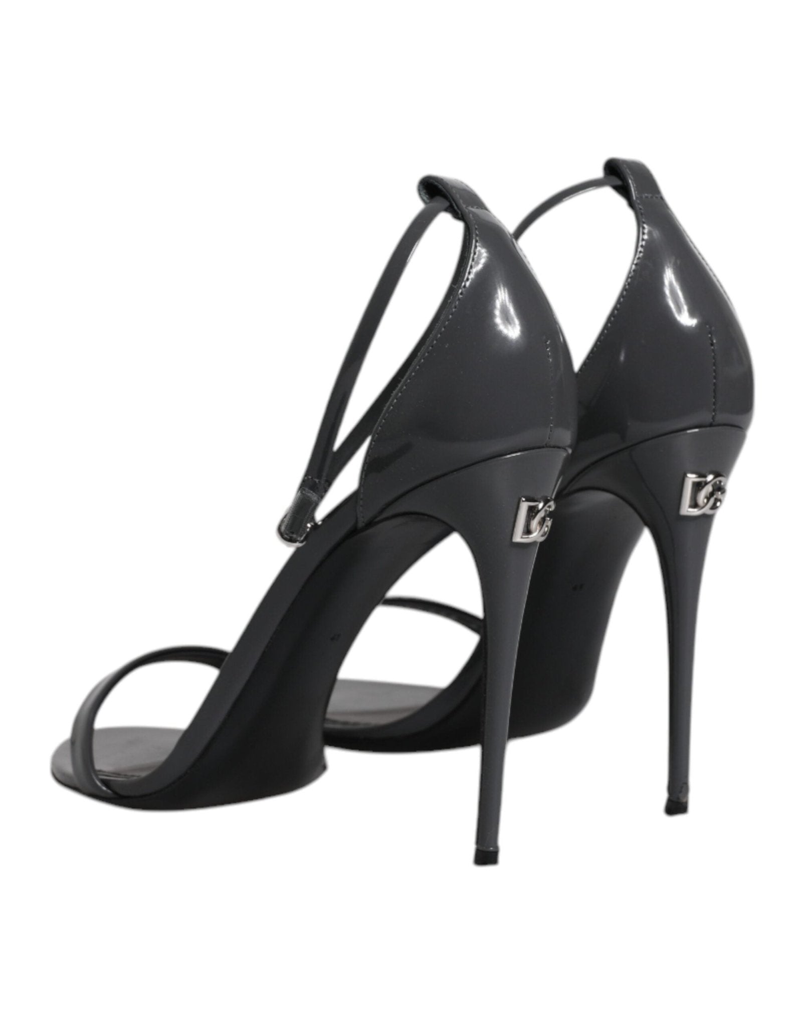 Dolce & Gabbana Grey Leather Ankle Strap Heel Sandals Shoes - SMARTMARTNZ