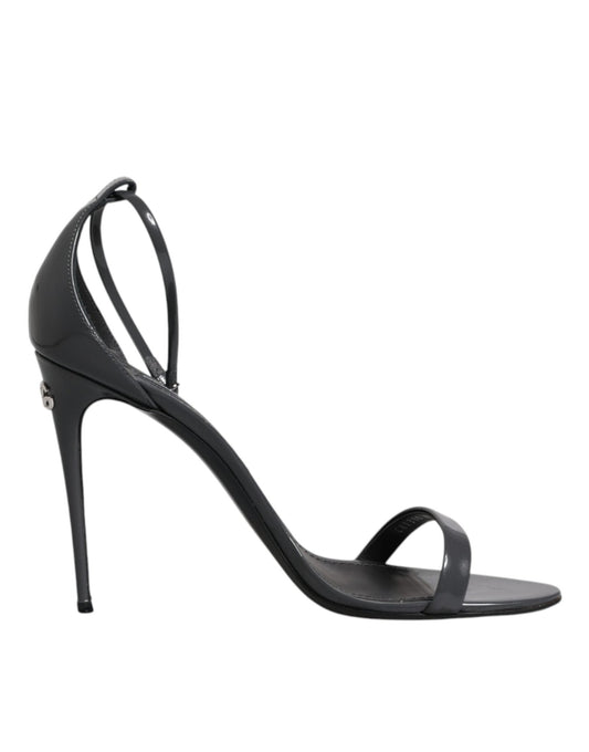 Dolce & Gabbana Grey Leather Ankle Strap Heel Sandals Shoes - SMARTMARTNZ