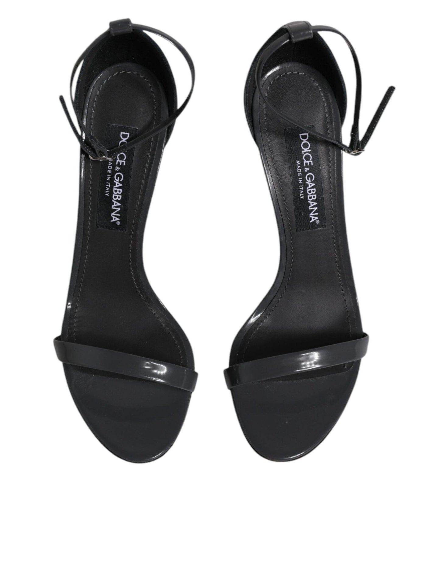Dolce & Gabbana Grey Leather Ankle Strap Heel Sandals Shoes - SMARTMARTNZ