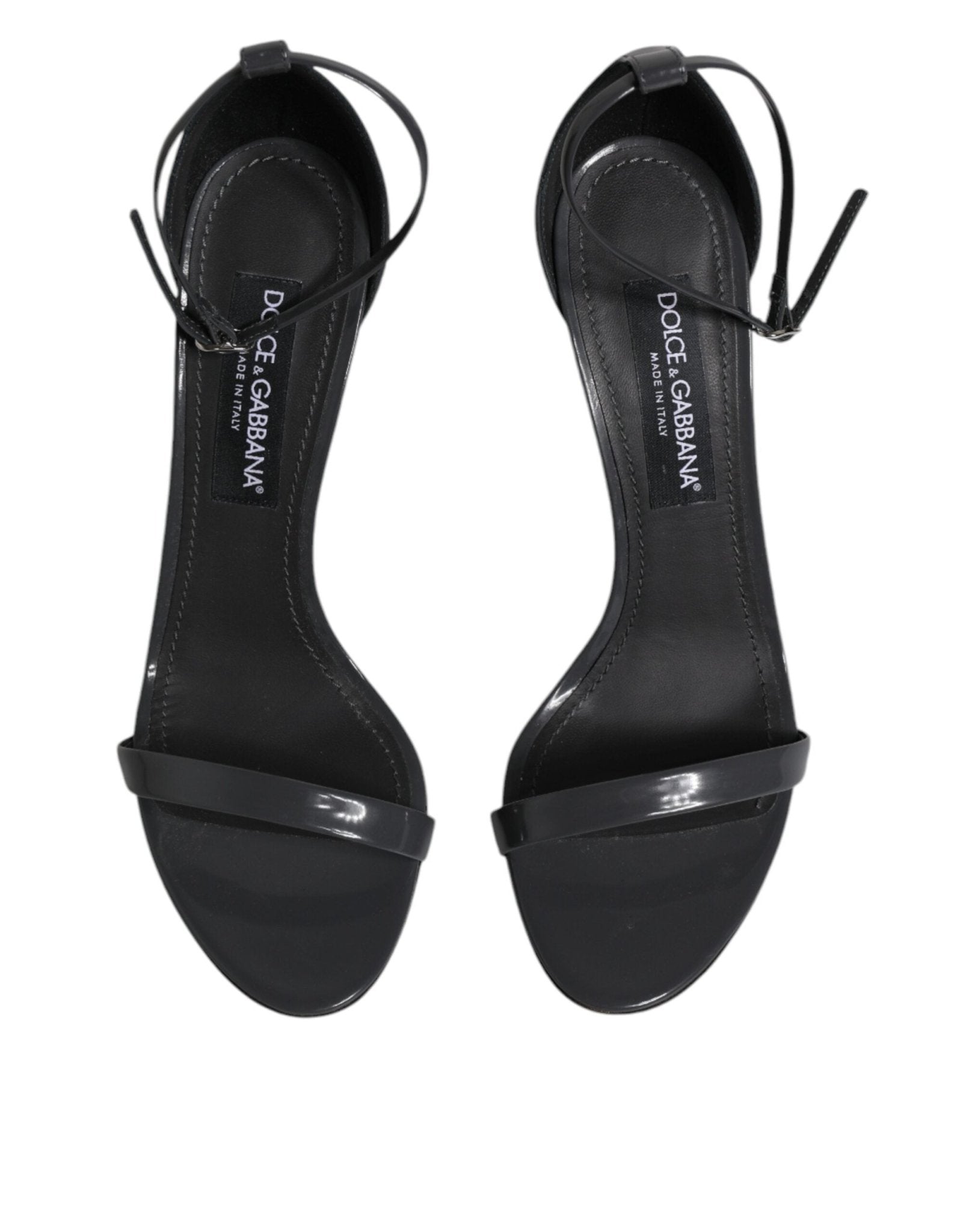 Dolce & Gabbana Grey Leather Ankle Strap Heel Sandals Shoes - SMARTMARTNZ
