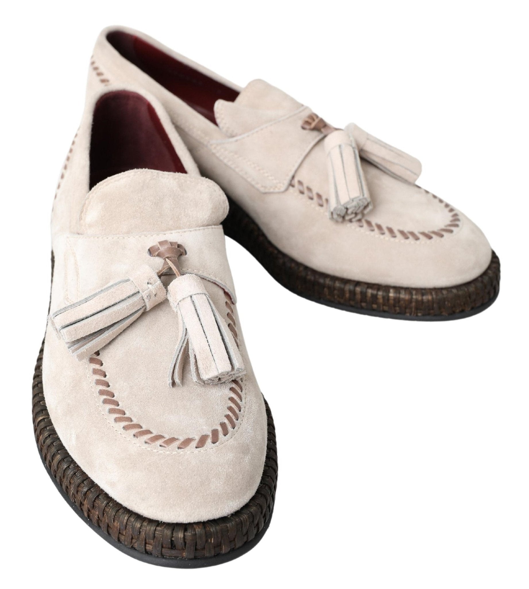 Dolce & Gabbana Ivory Suede Leather Men Espadrille Shoes - SMARTMARTNZ