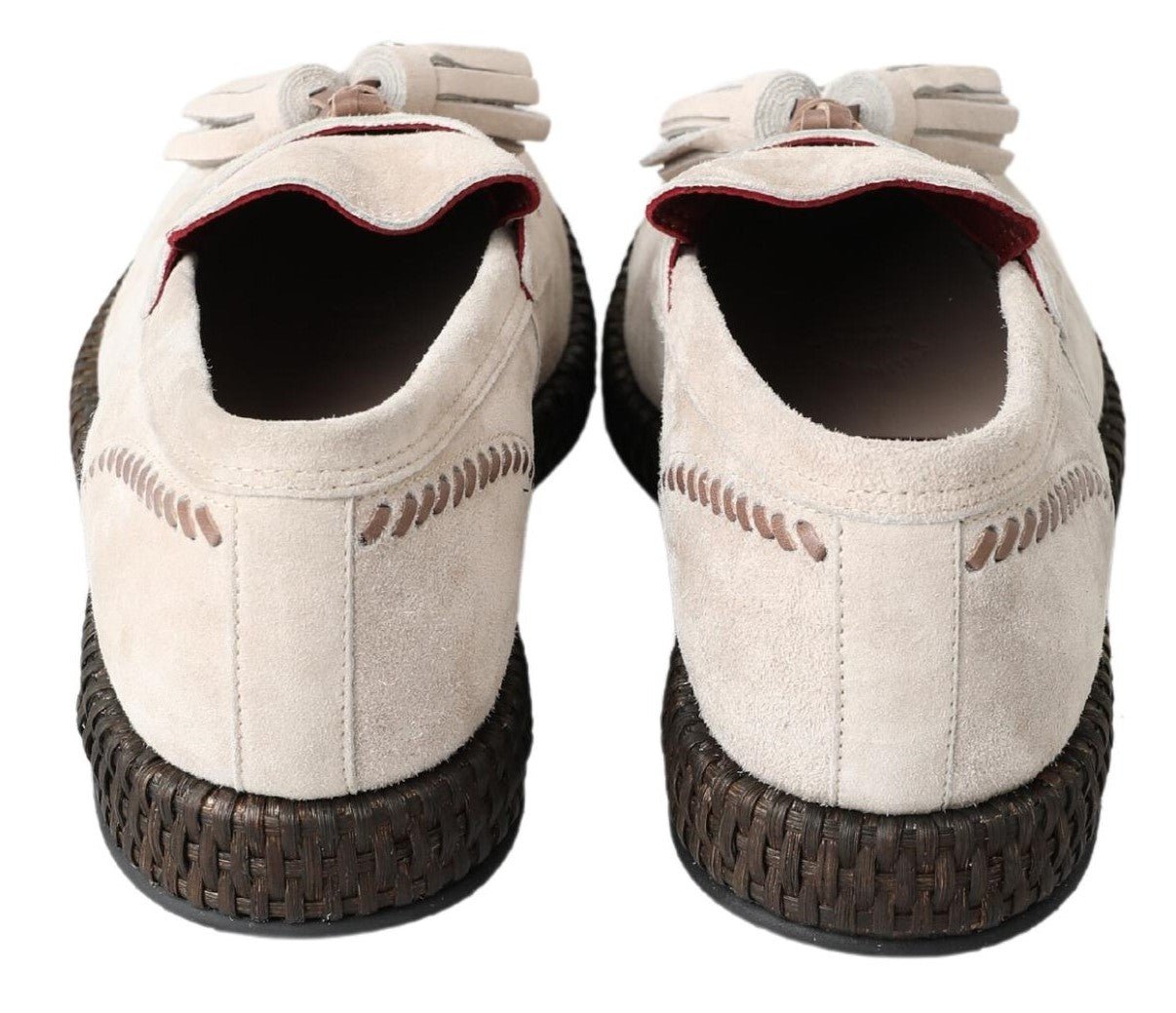 Dolce & Gabbana Ivory Suede Leather Men Espadrille Shoes - SMARTMARTNZ