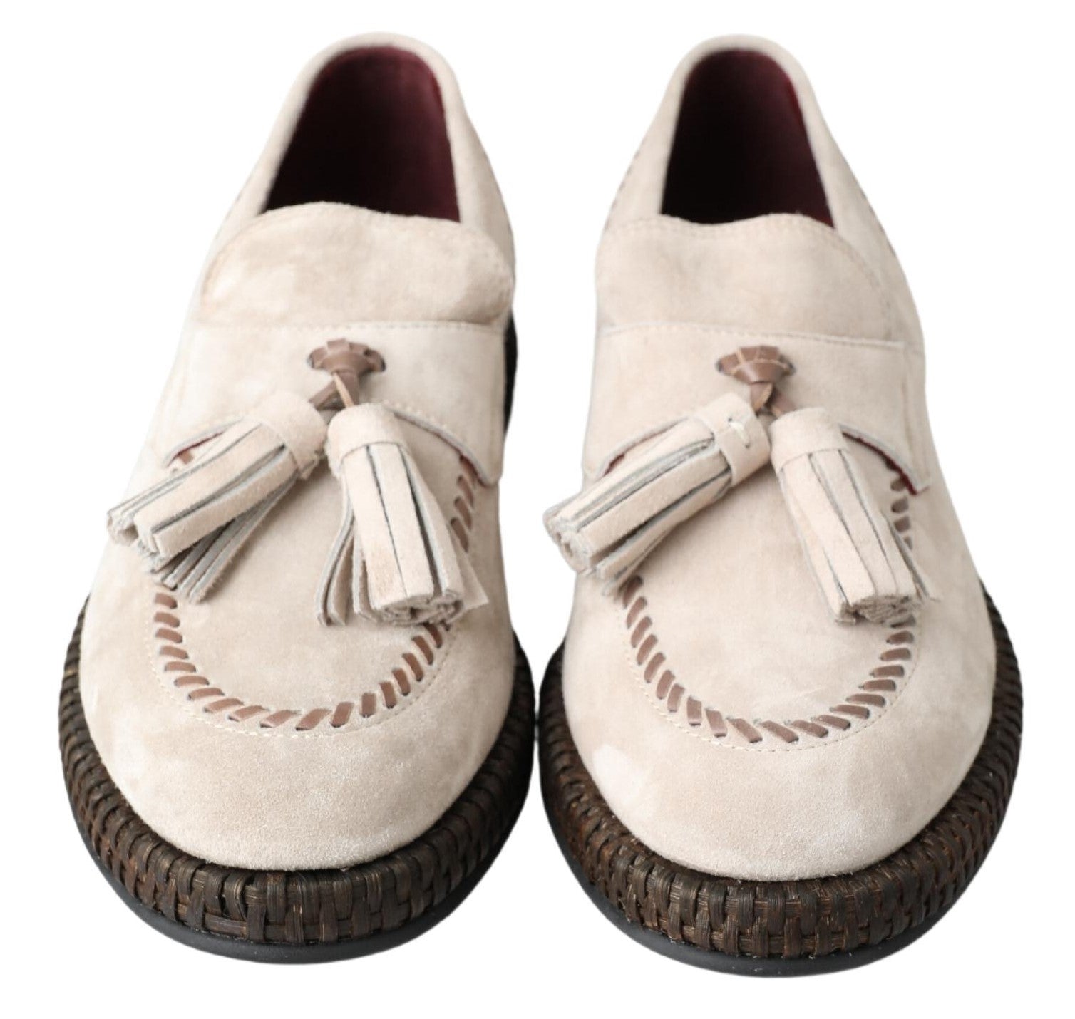 Dolce & Gabbana Ivory Suede Leather Men Espadrille Shoes - SMARTMARTNZ