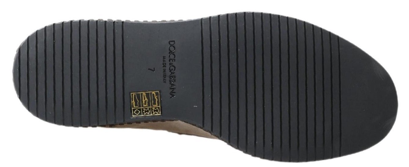Dolce & Gabbana Ivory Suede Leather Men Espadrille Shoes - SMARTMARTNZ